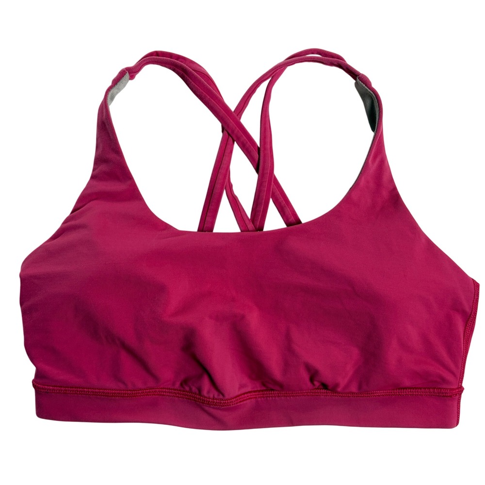 Lululemon Free to Be Bra Womens Size 8 Pink Strappy Back Yoga Sports Bra